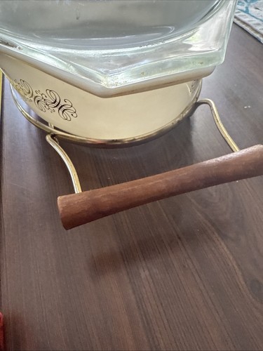 Pyrex Vintage Auflaufform 2 1/2 Quart Empire Rolldruck mit Deckel Servierständer - Bild 7 von 24