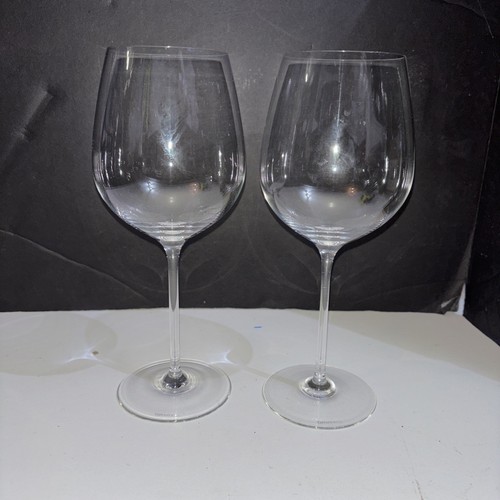 SET OF 2 TIFFANY & CO CRYSTAL WHITE WINE GLASS GOBLETS
