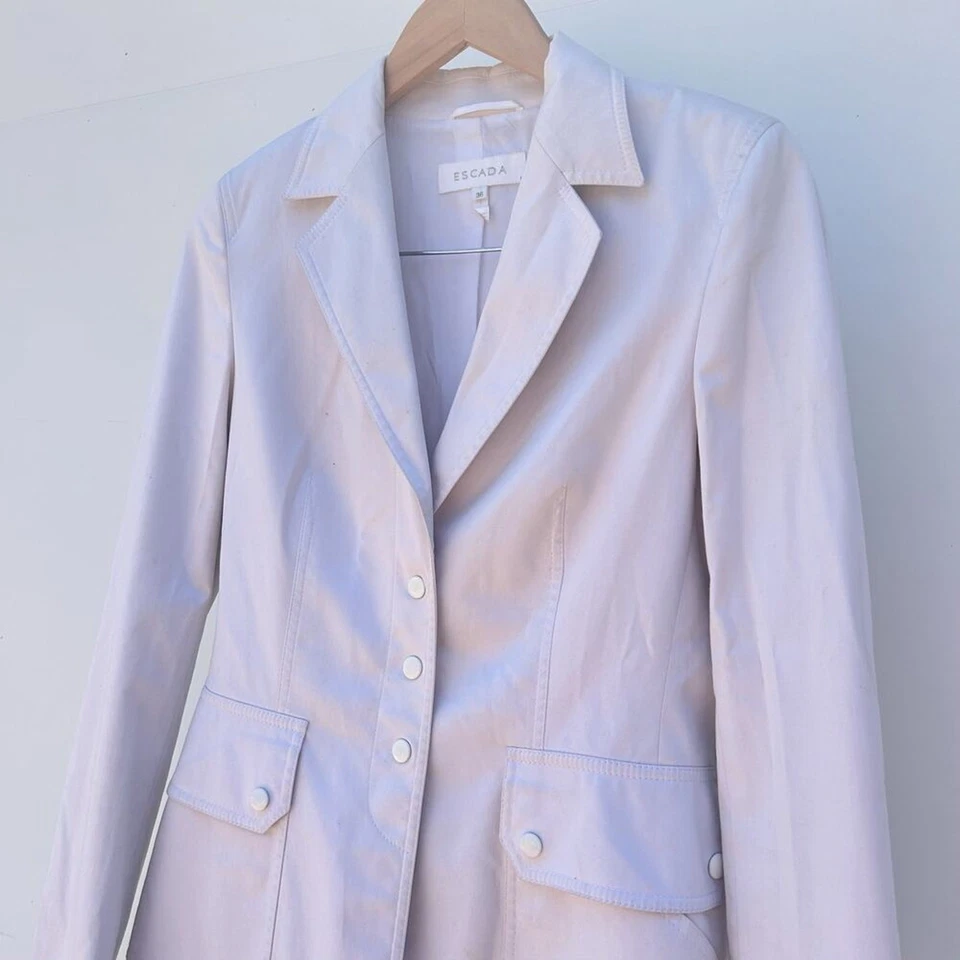 Chaqueta Blazer Escada Blanca Negocios Crema Pecho Único Broches 36 Pequeña Foto 4 de 4