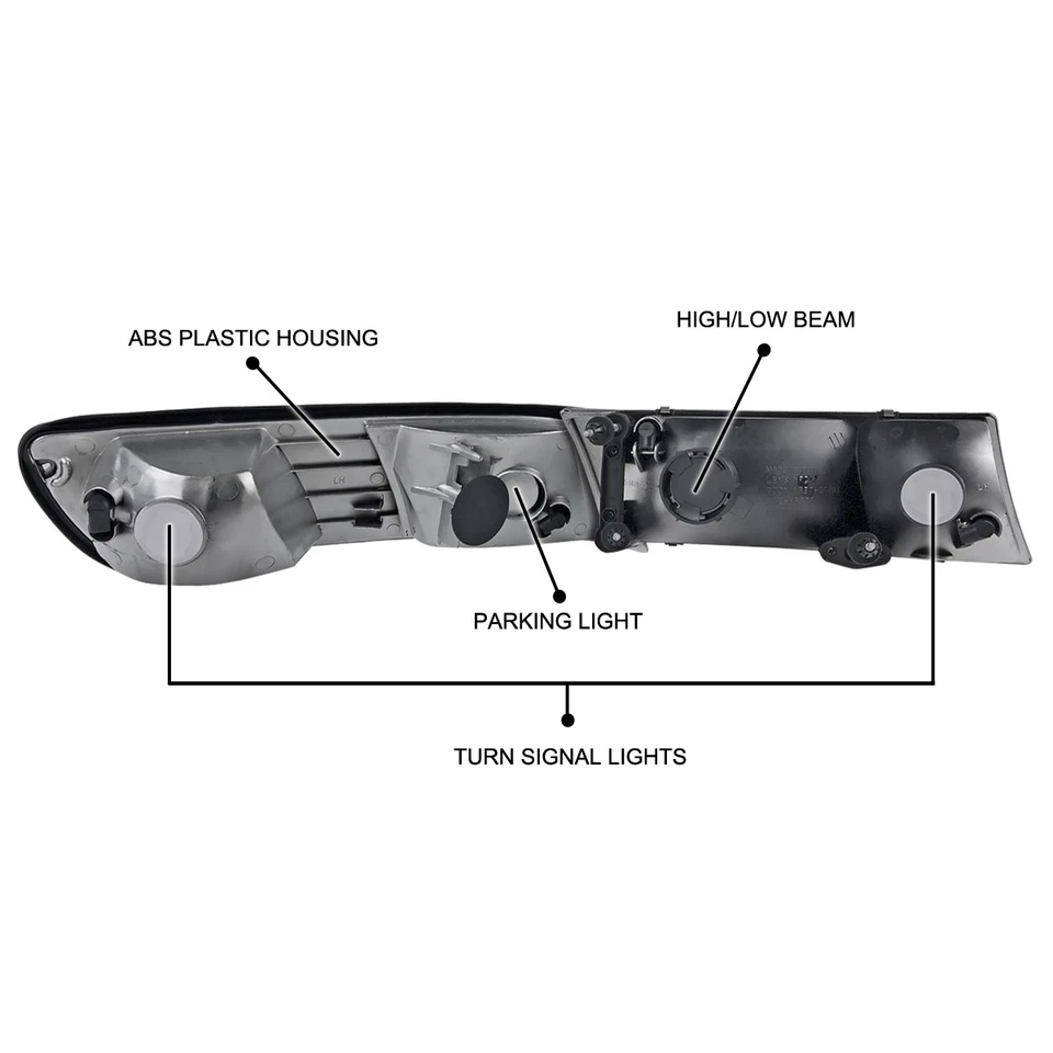 Fits 1998-2002 Mercury Grand Marquis Clear Headlights+Corner Signal Lamps 98-02 Foto 4 de 4