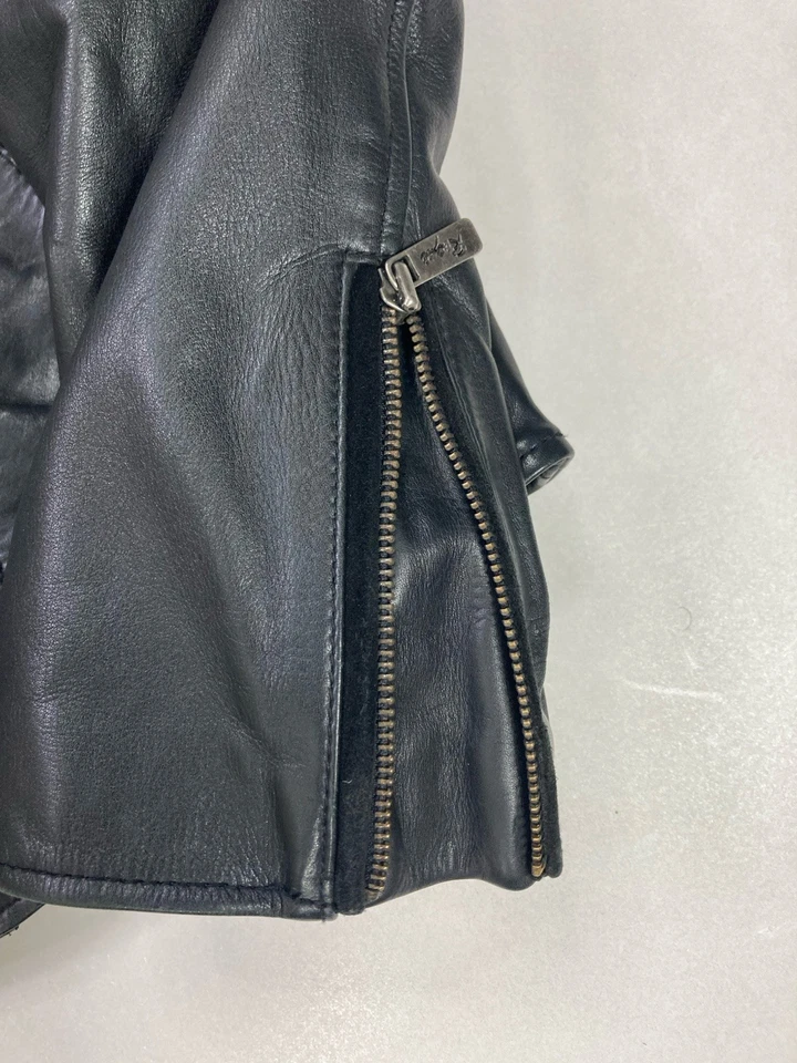 Chaqueta de moto Rogue Leather Café Racer para hombre XL negra Foto 3 de 4
