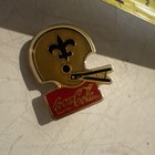 New Orleans Saints Coca-Cola Helmet Pinback Lapel Pin Gold Tone Red NFL — photo 2