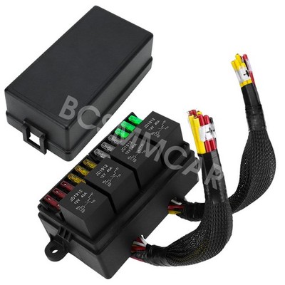 12V 40A 4 Pin Relay Box Pre-Wired Car Relay Fuse Box With 4 Relays and 12 Way