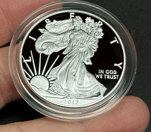 GEM PROOF 2017-W American Silver Eagle Dollar in Capsule, $1 U.S. .999 Coin ASE