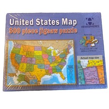 Hemispheres Jigsaw Puzzle United States Map 500 Piece 24"x 36" USA New Sealed