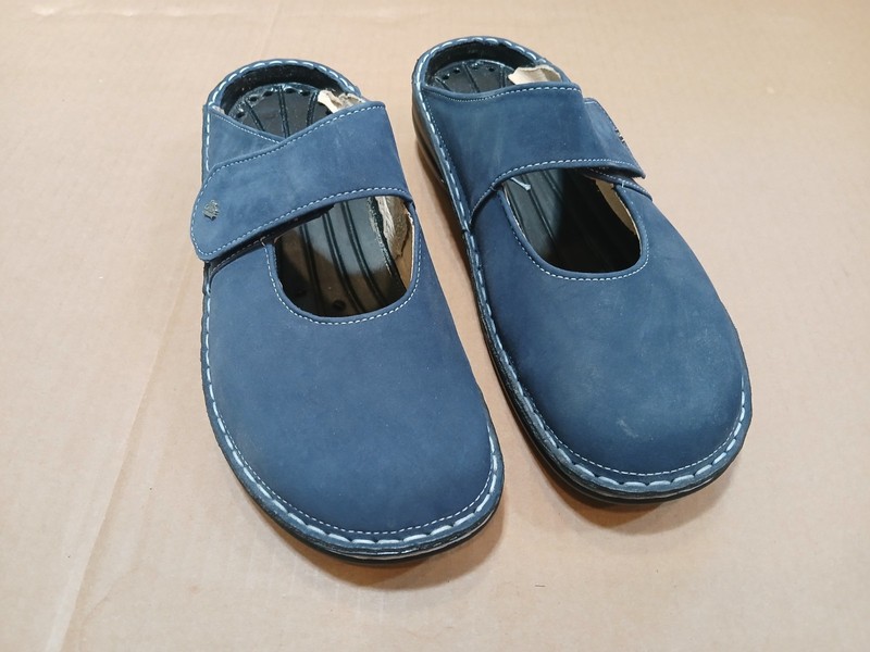 Finn Comfort Stanford? Blue Suede Mary Jane Mules Clogs NEW Sz 40/9.5 No Footbed