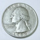 1953-D Washington Silver Quarter 25c, 90% Silver VERY FINE DETAILS #10213