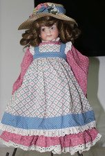 Vintage Handmade Porcelain Country Doll 165/10 Porcelain Head, Arms  Legs 16"