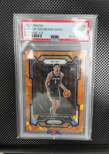 Panini Prizm 2023-24 Victor Wembanyama Orange Ice #136 RC PSA 10 Spurs