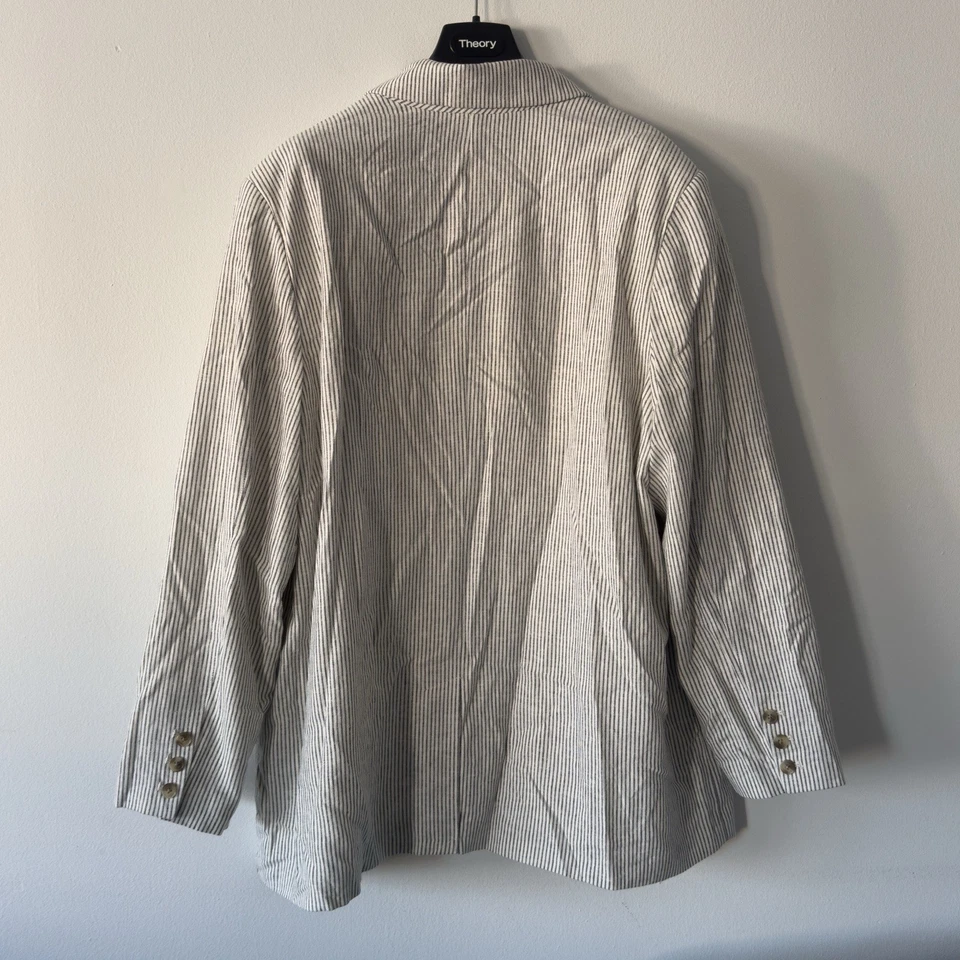 Old Navy NWT Seersucker Vertical Striped Blazer Women’s Size 2XLT Linen Blend - Image 4 of 4