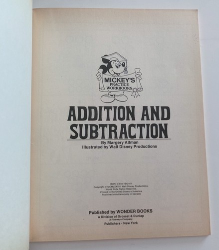 Libro de trabajo de práctica de Walt Disney's Mickey Mouse 1978 libro maravilloso nunca usado - Imagen 3 de 4