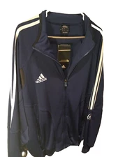 Adidas Zip-Up Track Jacket Blue ESCU Trf Soccer Climalite Mens Size Large