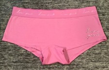 Victoria's Secret Pink Bling Rhinestone Boyshort Shortie Panties Pink Bloom L XL