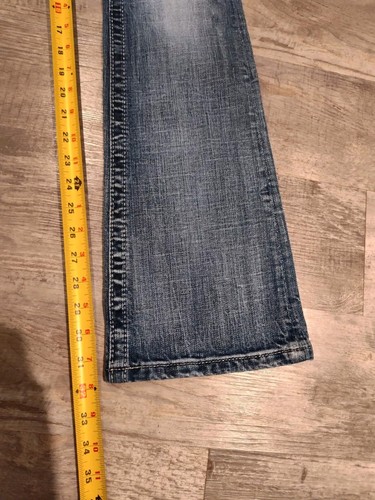 Miss Me Signature Boot Jeans Flower Rhinestones Pockets Actual 29x32 Tag Size 27 - Picture 20 of 24