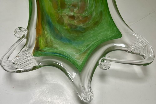 Hand blown Glass MA VI Cristallerie Italy Candy Dish Bowl Unique Design 10.5"x7" - Picture 3 of 8