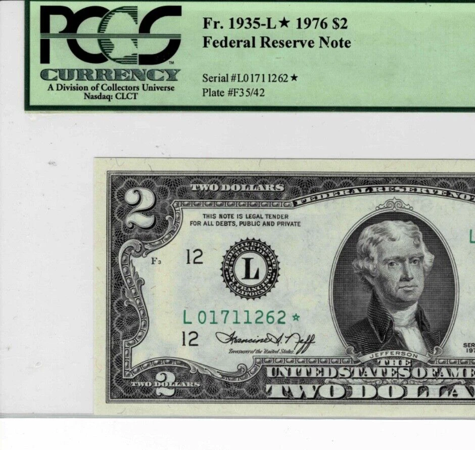 1976 $2 Federal Reserve *STAR*note-fr.1935-L*(San Francisco) PCGS 67 PPQ - Image 3 of 4