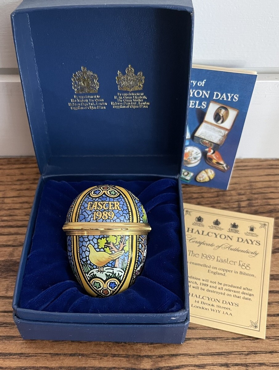 英国王室御用達　HALCYON DAYS ENAMELS 小物入れ ピルケース Halcyon Days Enamels-Vintage English Enamel 1989 Easter Egg
