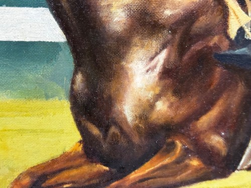 Oil Painting The Minstrel Chestnut Colt Epsom Derby 1977 Jockey Lester Piggott - Picture 16 of 24