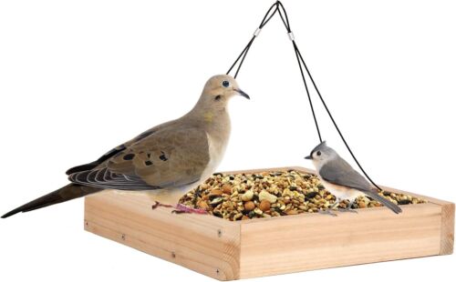 Cedar Tray Bird Feeder Universal Seed Feeder Rust Resistant Outdoor Hanging