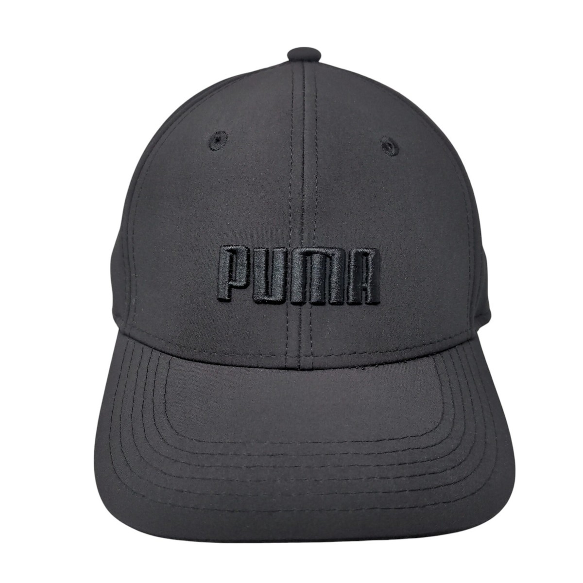 PUMA Stretch Fitted Hat Black L/XL Lightweight Embroidered Logo