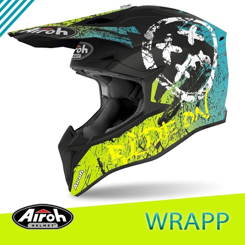 AIROH CASCO OFF ROAD WRAAP SMILE YELLOW MATT DISPONIBILE IN VARIE TAGLIE |  eBay