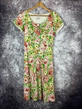 Coldwater Creek Dress Womens P 8 Linen Floral Midi Modest Cottagecore Vintage