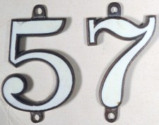 Antique English bronze enamel inlay house apartment number 5 7 door gate sign