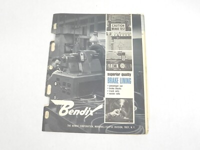 BENDIX BRAKE LINING TECHNICAL SERVICE BULLETIN PAMPHLET COPYRIGHT 1961 USED USED