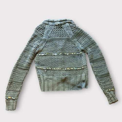 Lorena Antoniazzi S42 Gray Sequins Crochet Cardigan NEW WITH TAG $798- Buttons - Picture 7 of 7