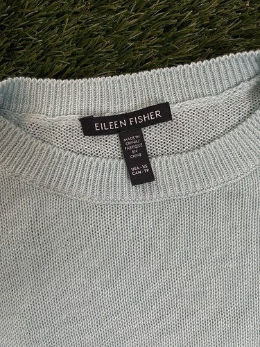 Eileen Fisher Organic Linen Cotton Crew Neck Top X-Small Blue Orig-$198 - Picture 5 of 8