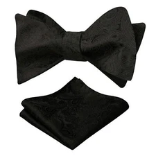 Men's Paisley Jacquard Self-Tie Bow Tie Pocket Square Set Formal Tuxedo
