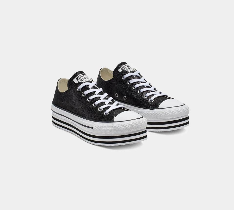   Sapato Converse Feminino CTAS Plataforma Camada OX 564877C Preto Reino Unido 3-8 - Imagem 2 de 4