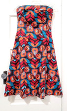 FLASH SALE Maurices SMALL Strapless RETRO BOHO Fit &Flare Dress Brown Orange Red