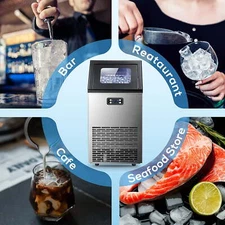 Commercial Ice Maker Machine, 100Lbs/Day, 45 Cubes/Batch in 11-20 Mins