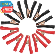 10Pcs 100A Insulated Alligator Clips Electrical Heavy Duty Alligator Clamps, Bat