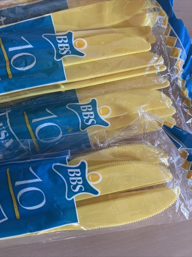 40 coltelli colore giallo plastica dura usa E getta feste party eventi - Foto 2 di 2