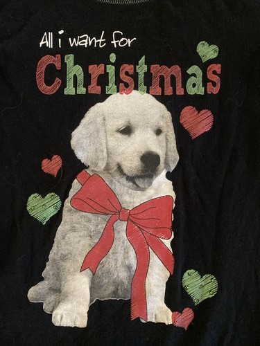 Youth Girl’s Sz XL 16 LS Shirt Dog Christmas Holidays Black Golden Retriever - Picture 3 of 6