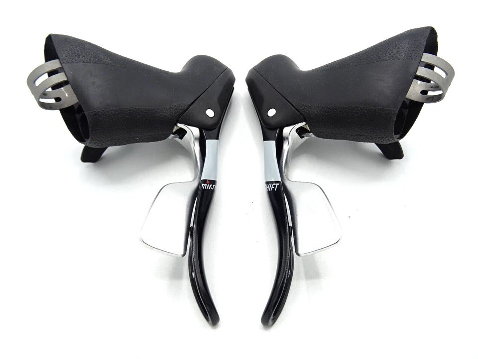 Microshift Centos 2x11 Speed Road Bike Shifters Set LH/RH Black White MS-571-M12 - Image 2 of 4
