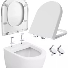 Luxury D-Shape Toilet Seat Heavy Duty White Soft Close Top Quick Release Hinges