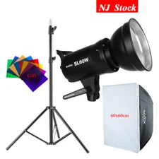 Godox SL-60W Continuous Camera Video LED Light Remote Softbox 2M Light Stand