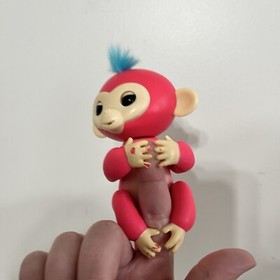 Lot of 2 Monkey Fingerlings Pink & A Striped One WowWee Interactive Toys