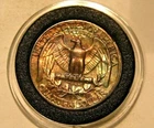 1963-D WASHINGTON QUARTER TONED AND UNCIRCULATED ( NICE GIFT ) ID NO. 20-532