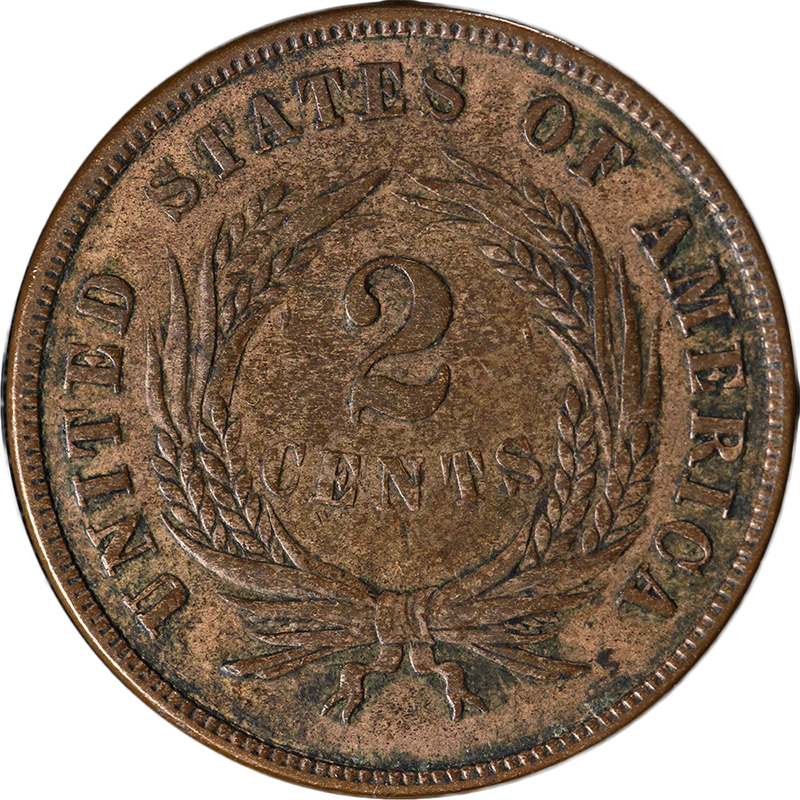 1867 Two (2) Cent Piece Doubled Die Obverse Choice VF/XF Key Date Strong Strike - Image 2 of 2