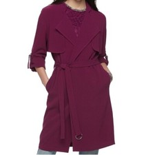 Nwt Jennifer Lopez Draped Trench Coat Sz Xs Burgundy