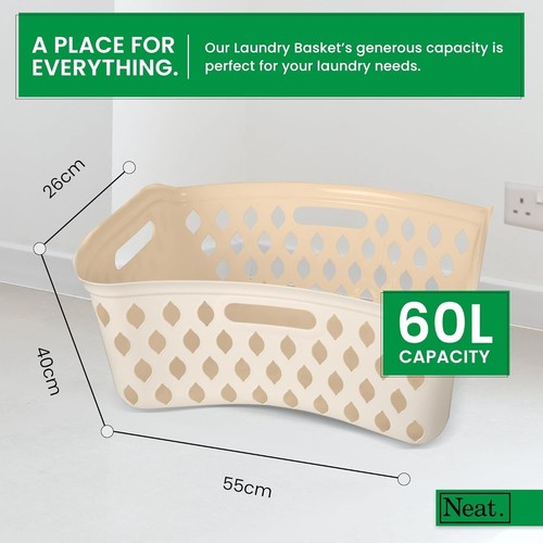 Plastic Round Laundry Basket For Washing Clothes, Storage Baskets Organiser - Picture 21 of 82