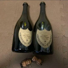 Vintage Dom Pérignon White Empty Bottle Set of 2