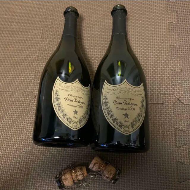Vintage Dom Pérignon White Empty Bottle Set of 2