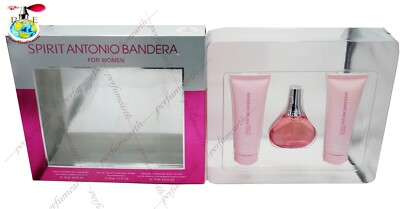 Spirit by Antonio Banderas Women 3 Ps Set 1.7 oz Edt+B/L+S/G New In Damage Box