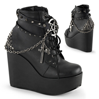 black platforms with chains