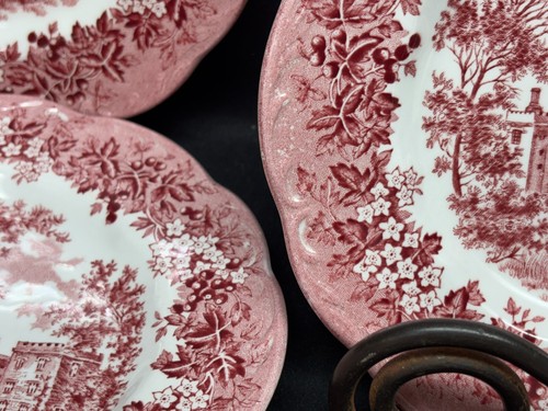 J & G Meakin "ROMANTIC ENGLAND" England ~ Red ~ (7) ~ Dessert Plates ~ 6 3/4" - Picture 4 of 9